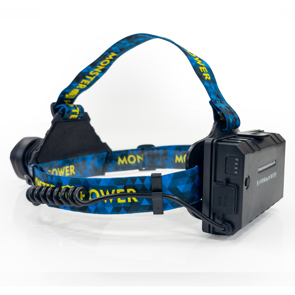 몬스터파워 XHP70 헤드랜턴 해루질 자전거 안전모 c타입 낚시 등산용 충전식 방수 이미지 4