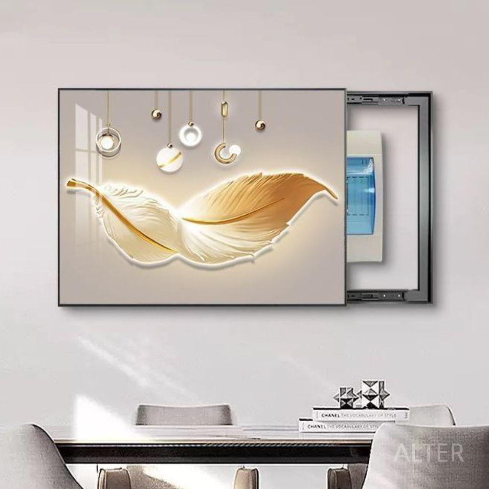 분전함 가리개 두꺼비집 배전함 인테리어 인터폰 A 골드 프레임 50x40cm - 상품 이미지
