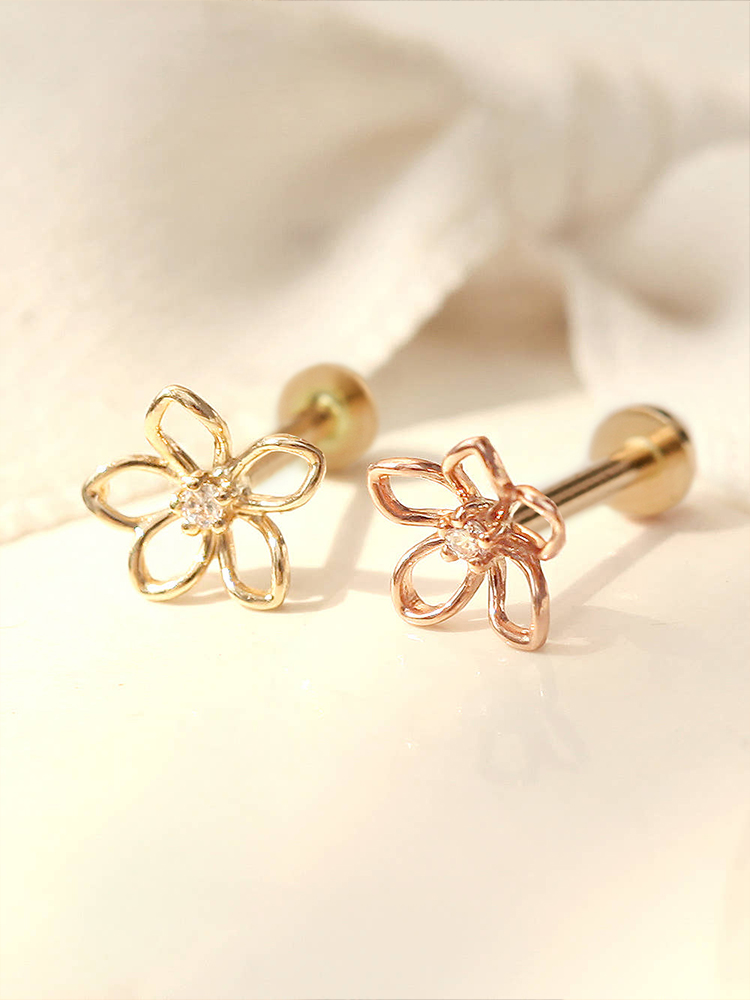 [0.8mm] 14K 인터널 포인트 데이지 라블렛 피어싱 귀걸이 이미지 7