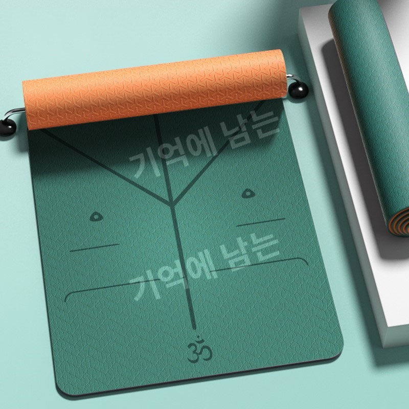 요가매트 논슬립 구조로 안정적인 운동매트, 바닥 충격 흡수 쿠션형 홈트 매트 말라카이트그린+치즈오렌지 70cm 183x80.0cm 1개 - 상세 이미지 4