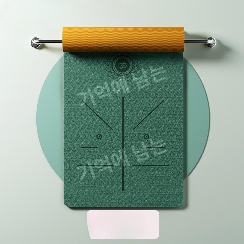 요가매트 논슬립 구조로 안정적인 운동매트, 바닥 충격 흡수 쿠션형 홈트 매트 말라카이트그린+치즈오렌지 70cm 183x80.0cm 1개 - 상품 이미지
