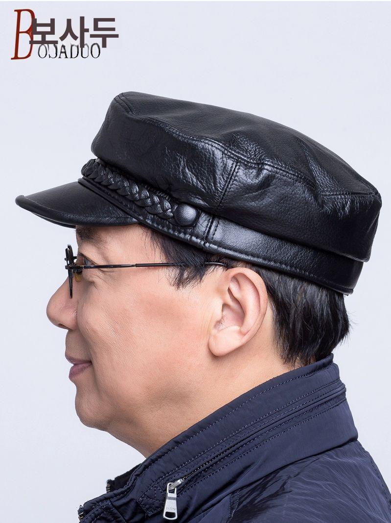 가죽 베레모 마도로스 플랫 패션캡 가죽모자 가죽캡 블랙-스타일 1 M 55-56cm 조절 가능 - 상세 이미지 3