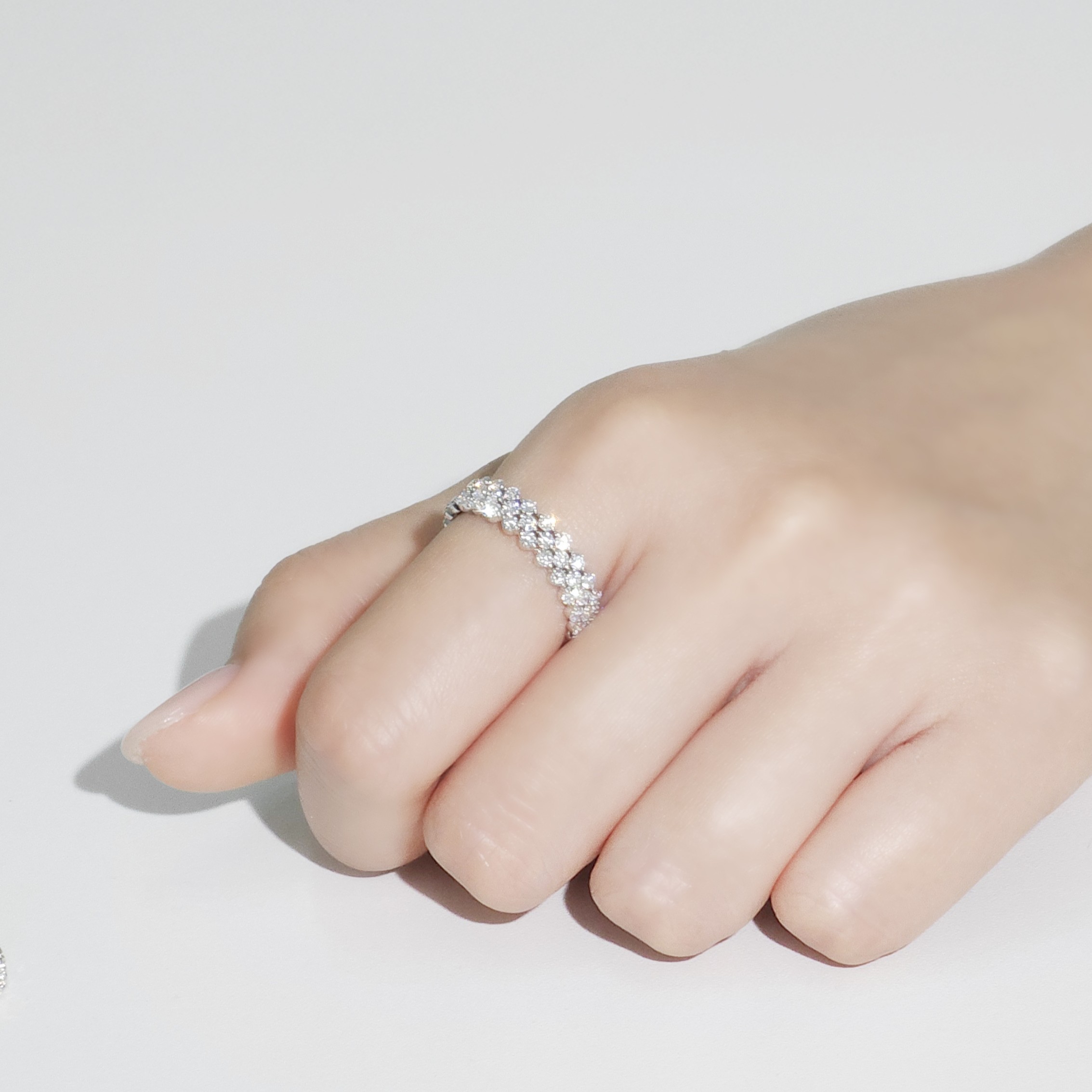 랩다이아 반지 3줄 브릴리언트 랩다이아몬드 모이사나이트 14k 18k - 상세 이미지 2