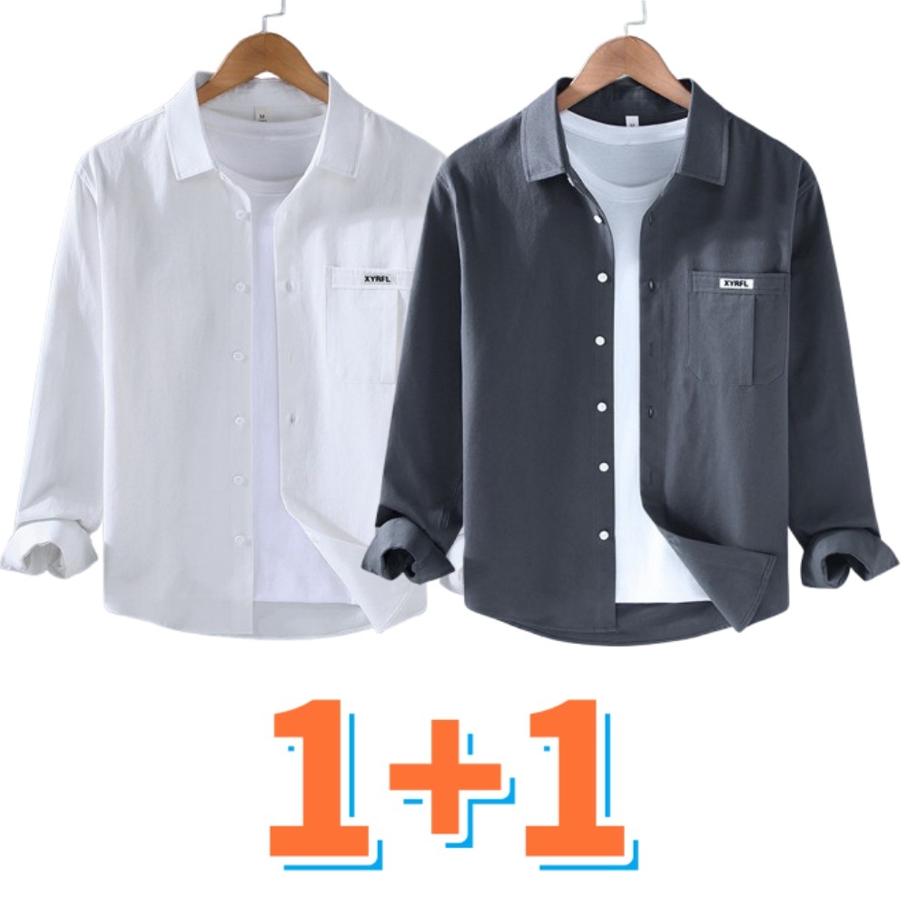 1+1 남성 사계절 긴팔 셔츠 캐주얼 카고 상의 01. M - 상세 이미지 2