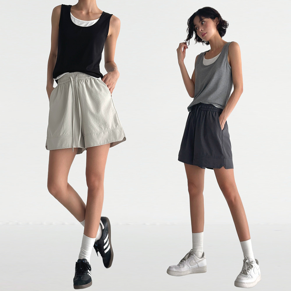 여성 냉장고바지 숏팬츠 반바지 여름바지 와이드 버뮤다 밴딩팬츠