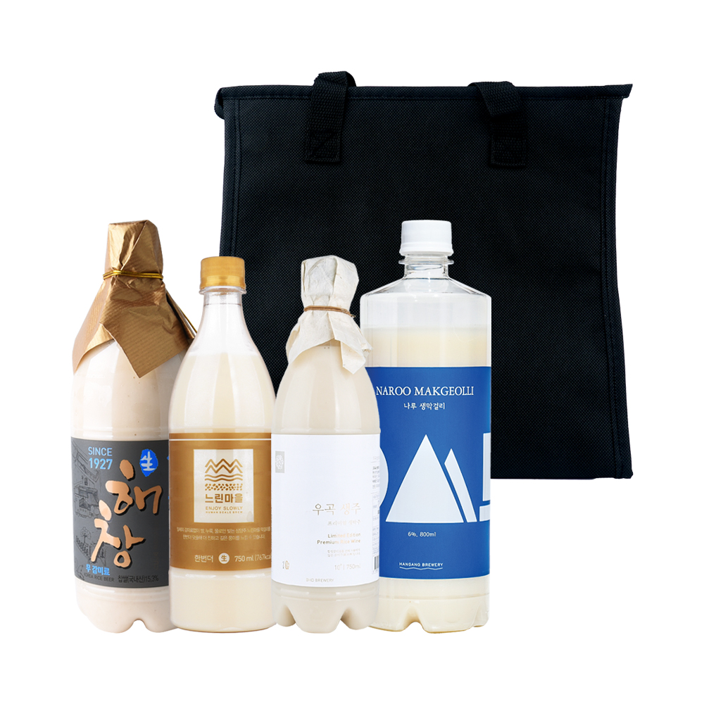 술픽 프리미엄막걸리 세트 느린마을 한번더 해창 12 우곡생주 나루생막걸리 보냉백 증정