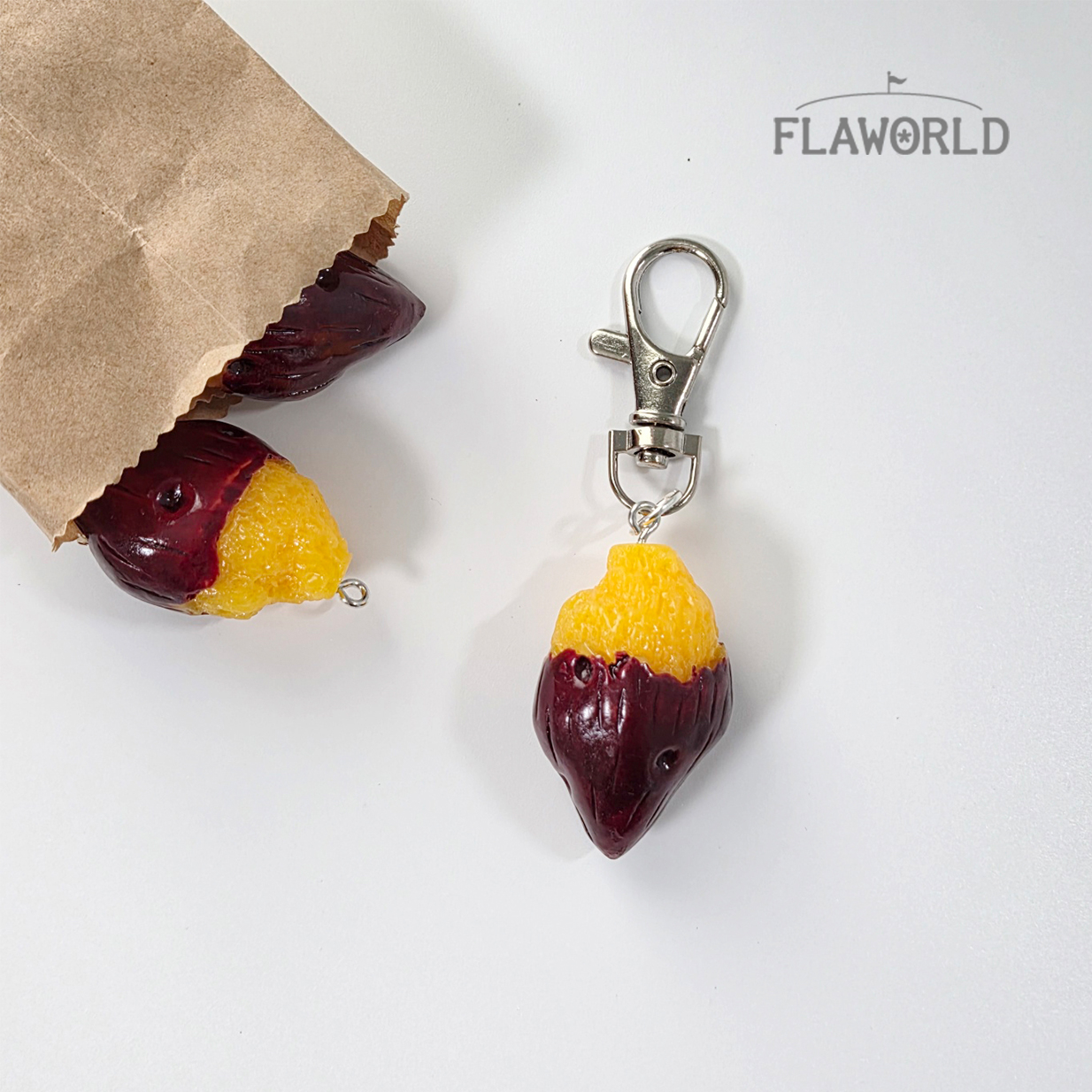 구운 호박 고구마 키링 - 자동차 미니어처 군고구마 열쇠고리 음식모형