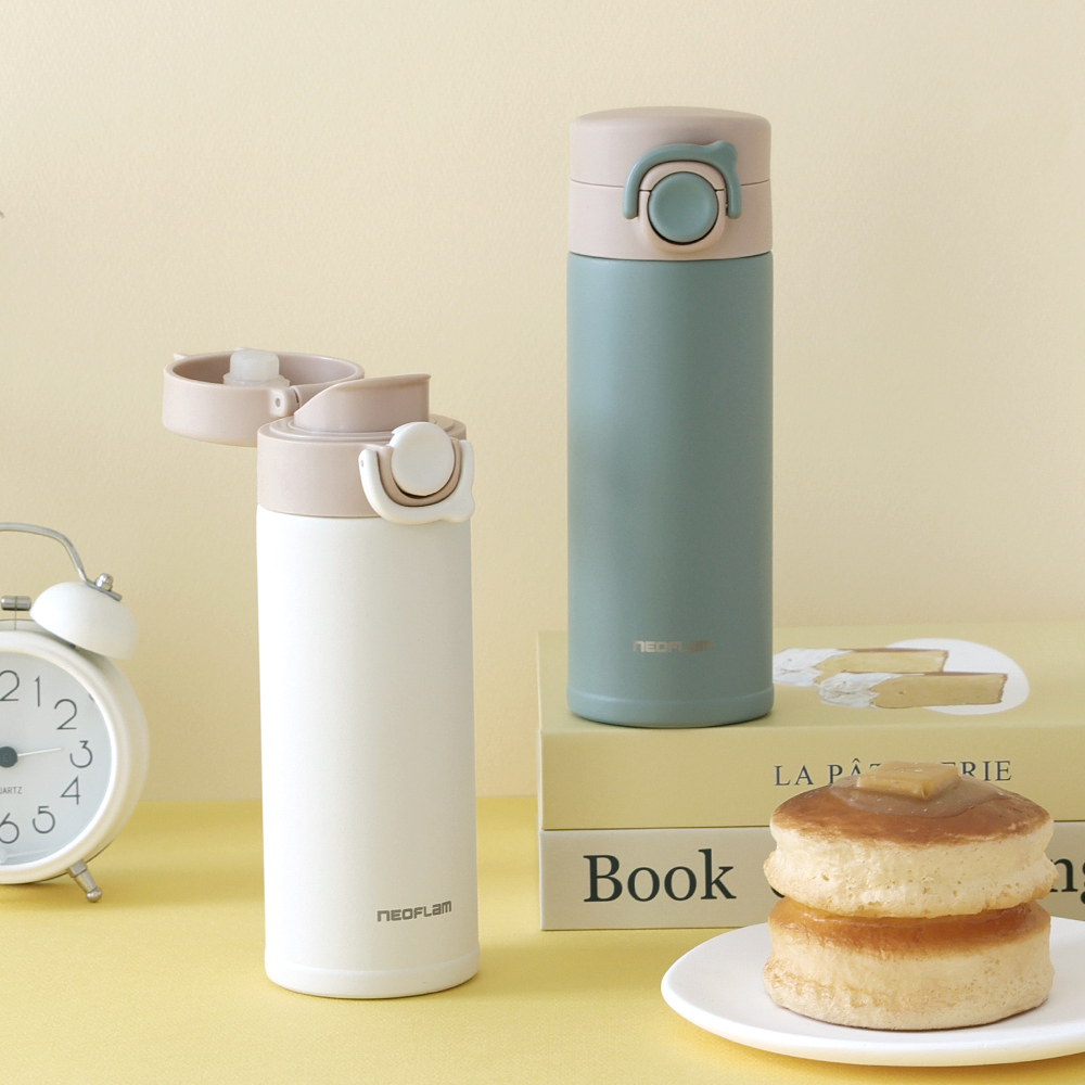 네오플램 보온병 보냉병 원터치 유치원 초등학생 어린이집 텀블러 350ml, 아이보리