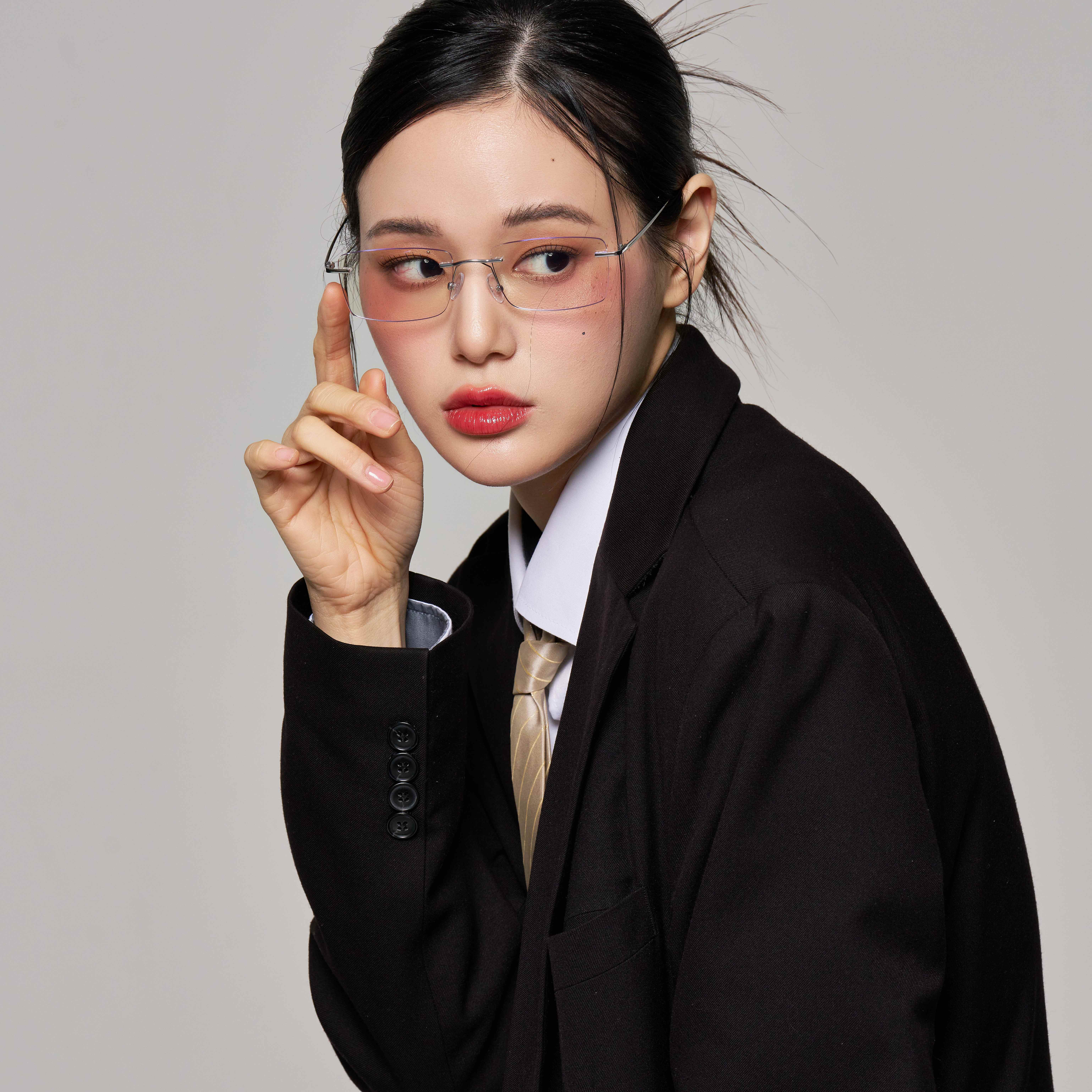 긱시크 안경테 사각 투명 무테 안경 빈티지 가벼운 블루라이트차단 PC 모니터 보호