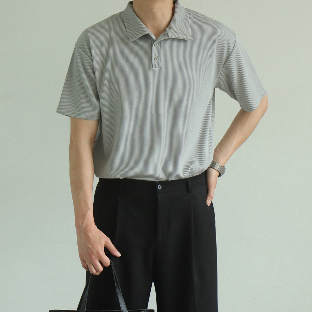 남자 반팔티 구김없는 오버핏 여름 남자 반팔카라티 - 메인 이미지