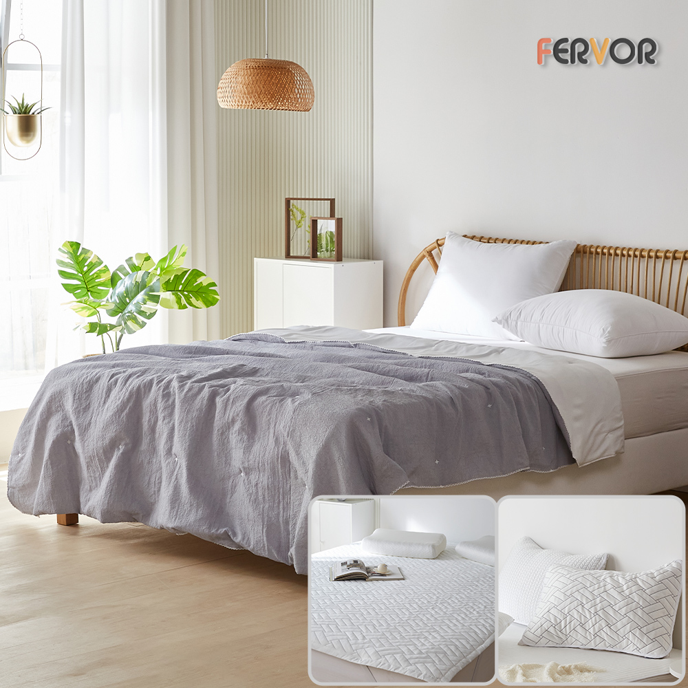 [퍼보]에어로쿨 듀라론 냉감 린넨이불 패드세트 슈퍼싱글SS