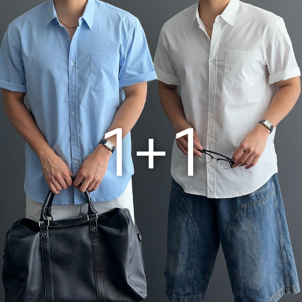 1+1 반팔와이셔츠 남자반팔와이셔츠 - 메인 이미지