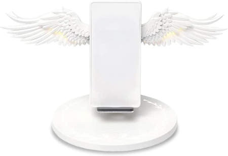 [해외]휴대 전화홀더+무선충전기 TYPE-C USB 인터페이스 보안 시스템 자동차 10W 고속충전 수직 천사 날개의