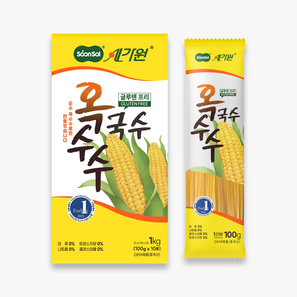 [1+1] 순솔 100% 메밀국수 1kg + 순솔가원 옥수수국수 1kg  (100g x 10봉 x 2박스) 글루텐프리 고단백질면 제로슈가 제로당 무첨가물 저칼로리면 - 상세 이미지 2