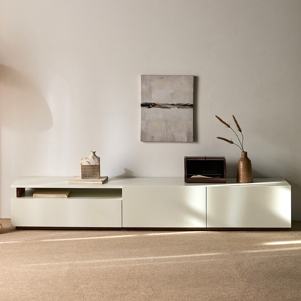 E0등급 우딕스 코펜 낮은거실장 슬림거실장 A타입 2000x415x330mm, 아이보리