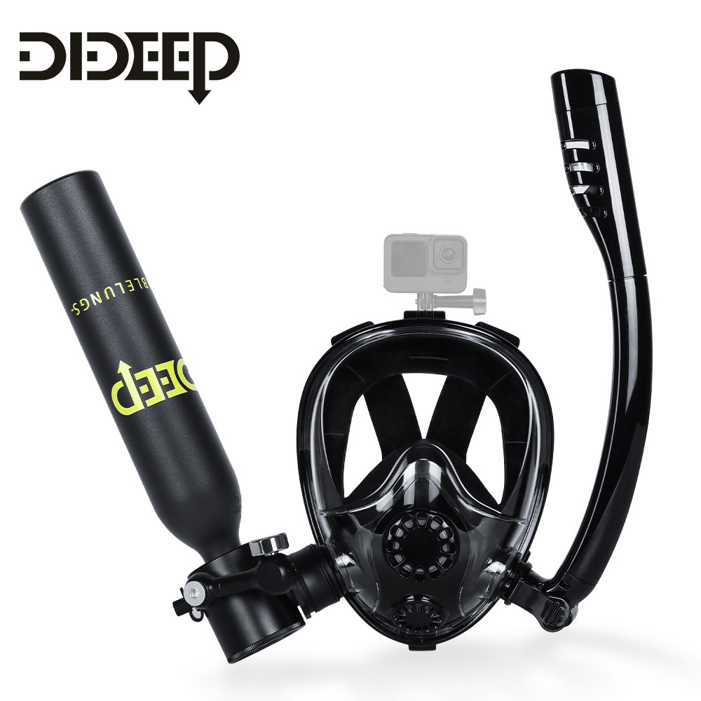 DIDEEP 0.5L 신형 스노클링 마스크 프리다이빙 스노쿨링 풀페이스 sku 1-블랙 - 메인 이미지