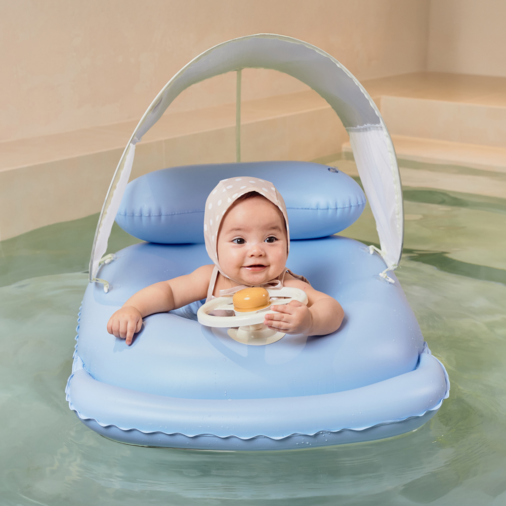 스윔어바웃 그늘막 자동차 보행기튜브 아기 유아 감성 쿠션 핸들 물놀이 튜브