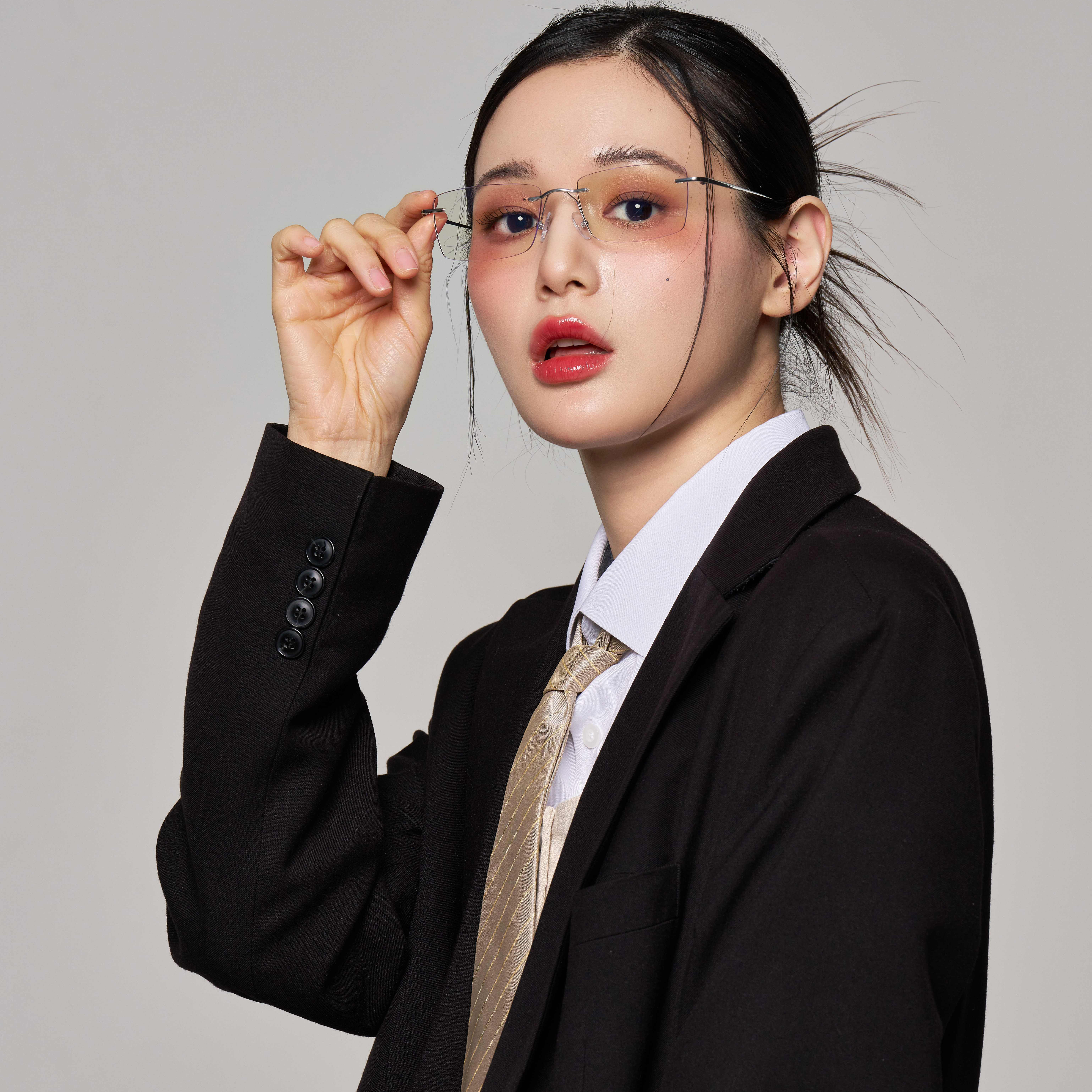 긱시크 안경테 사각 투명 무테 안경 빈티지 가벼운 블루라이트차단 PC 모니터 보호