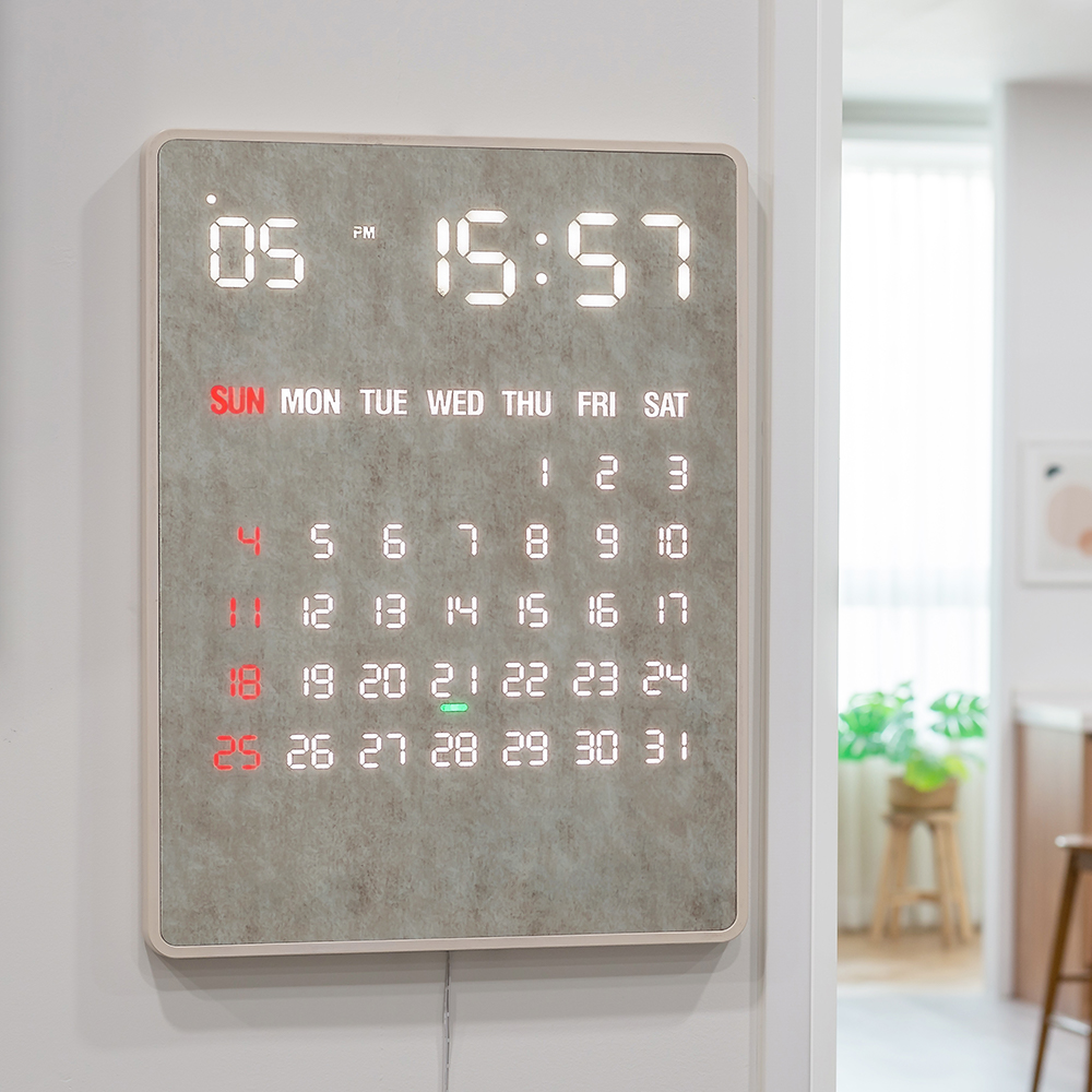 국산 루나리스 GPS 전파 수신 LED 벽시계 디지털 전자 달력 인테리어 무소음 벽걸이시계 리멤버