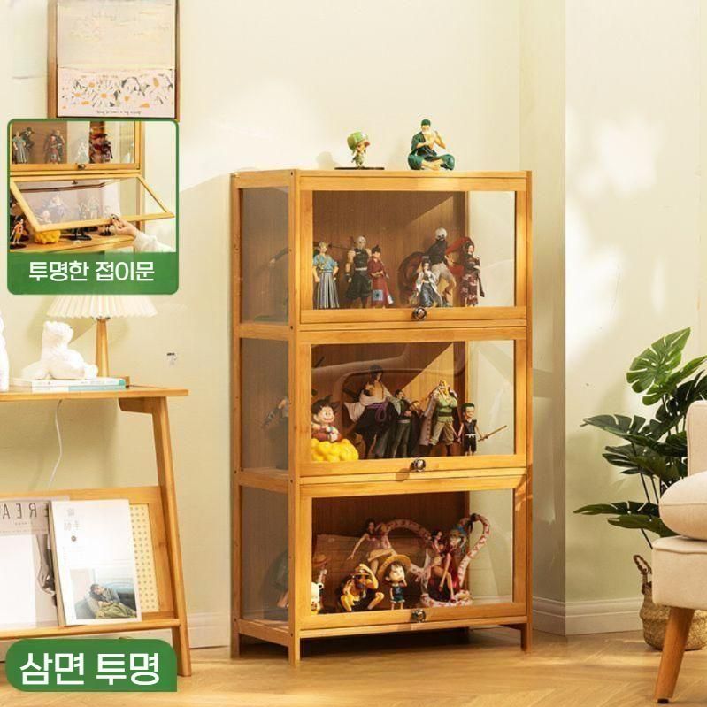 피규어장식장 소형 아크릴 진열장 미니피규어 디스플레이랙 브라운 1단 60cm