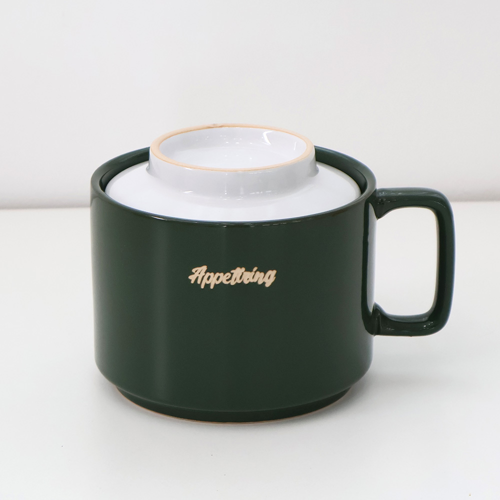 로얄보덴 볼리 손잡이 보울+뚜껑 접시 세트 카키