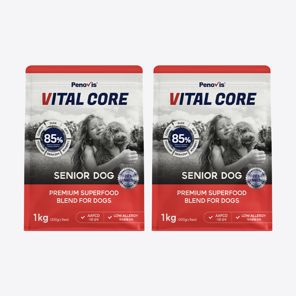 페노비스 강아지 가수분해 알러지 눈물 사료 바이탈코어 시니어, 1kg, 2개