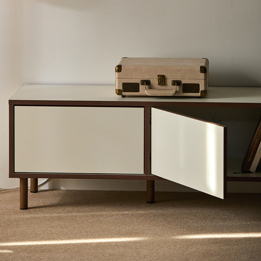 E0등급 보흐 낮은거실장 티비다이 2100x400x430mm, 월넛