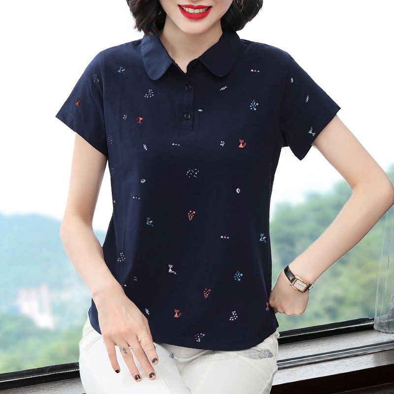 봄 여름 여성 루즈핏 빅사이즈 캐릭터 프린팅 반팔 티셔츠 폴로 데일리룩 카라 면 버튼 포인트 상의 - 상세 이미지 2