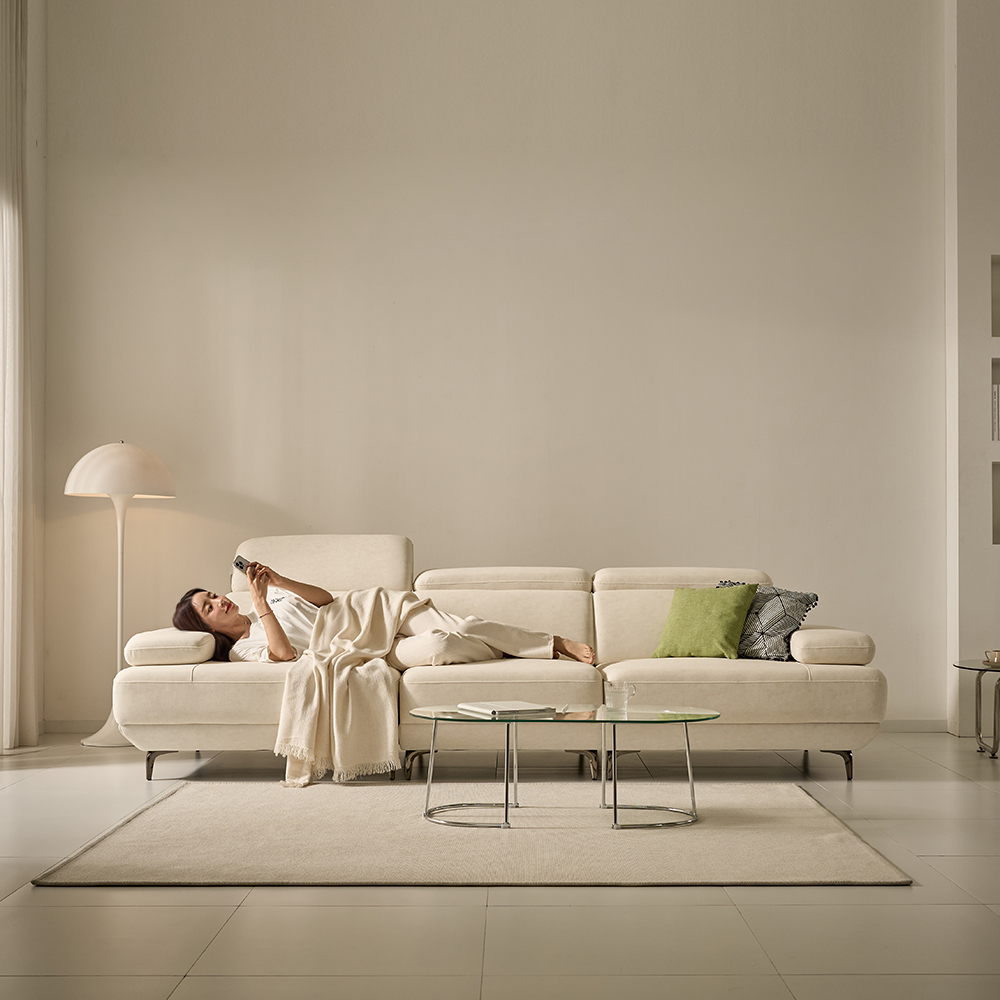 세인트블랑 퓨어케어 이지클린 패브릭 모듈형 스윙소파 sk 스툴미포함, 아이보리, 4인용