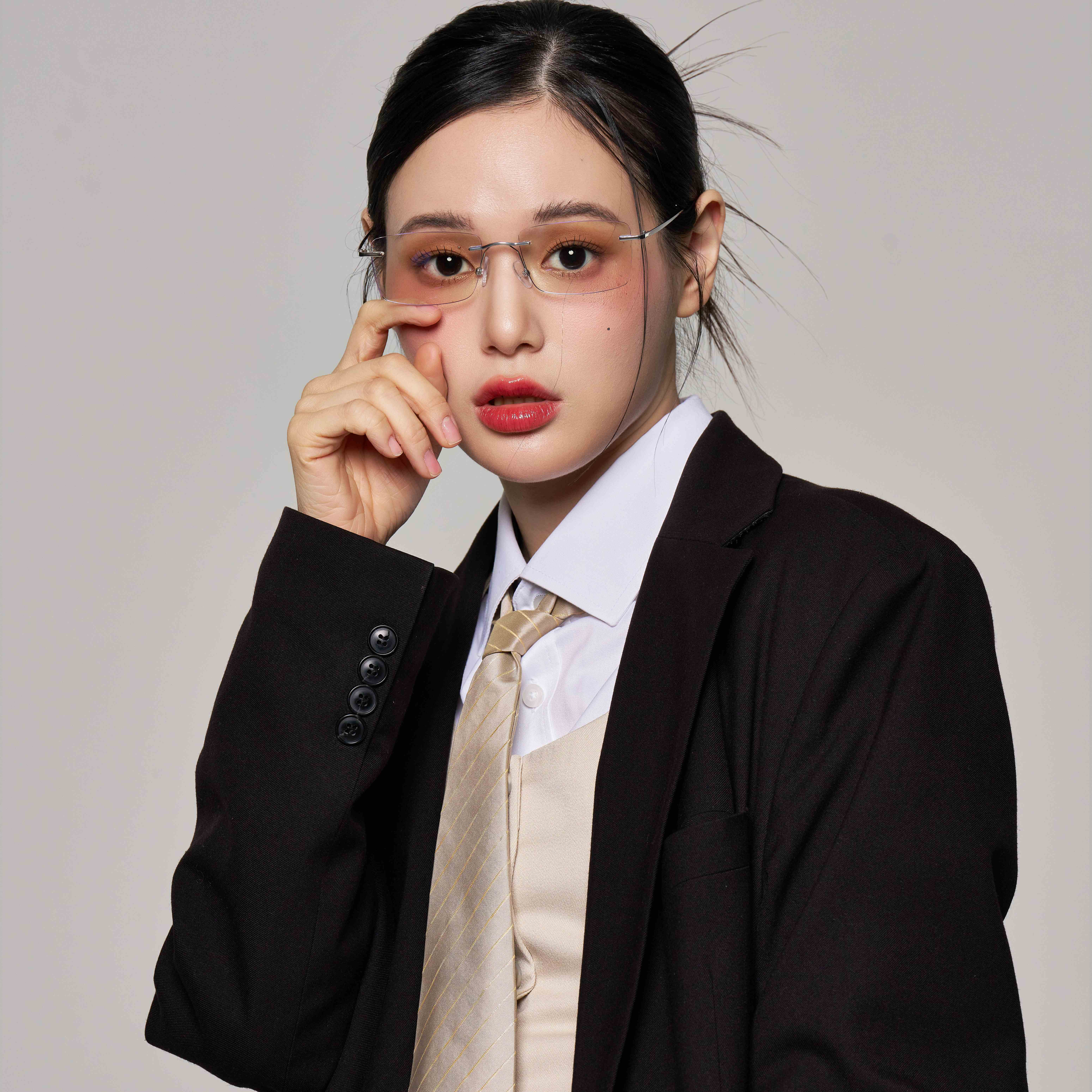 긱시크 안경테 사각 투명 무테 안경 빈티지 가벼운 블루라이트차단 PC 모니터 보호