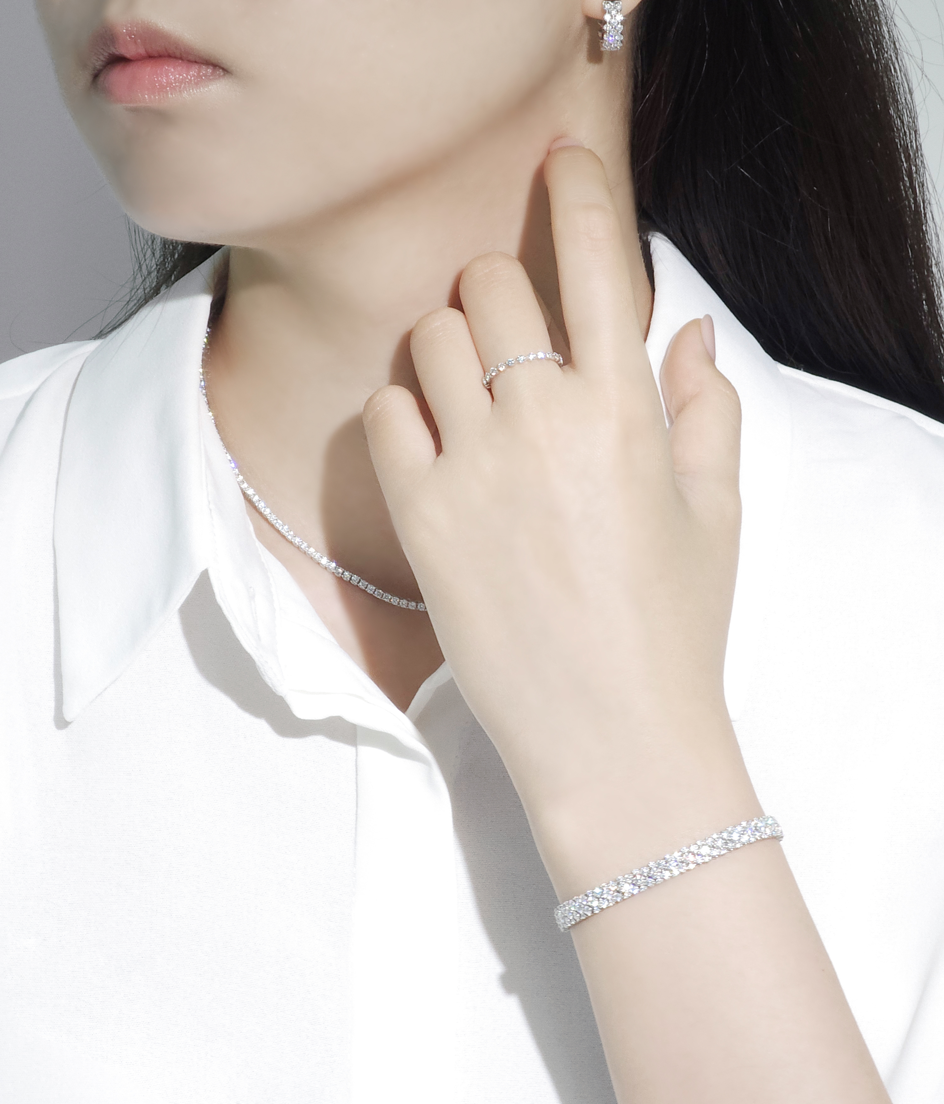 랩다이아 반지 1줄 브릴리언트 랩다이아몬드 모이사나이트 14k 18k - 상세 이미지 4