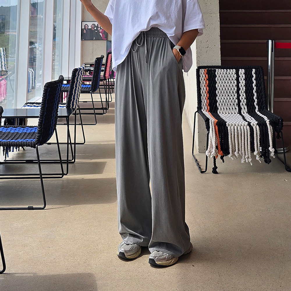 밴딩 스판 와이드바지 여성 통일자 팬츠