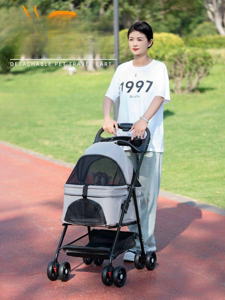 강아지유모차 개 고양이 외출 이동가방 트롤리 카트 케이지 반려견용품 1.G118-회색주머니20kg - 상세 이미지 3