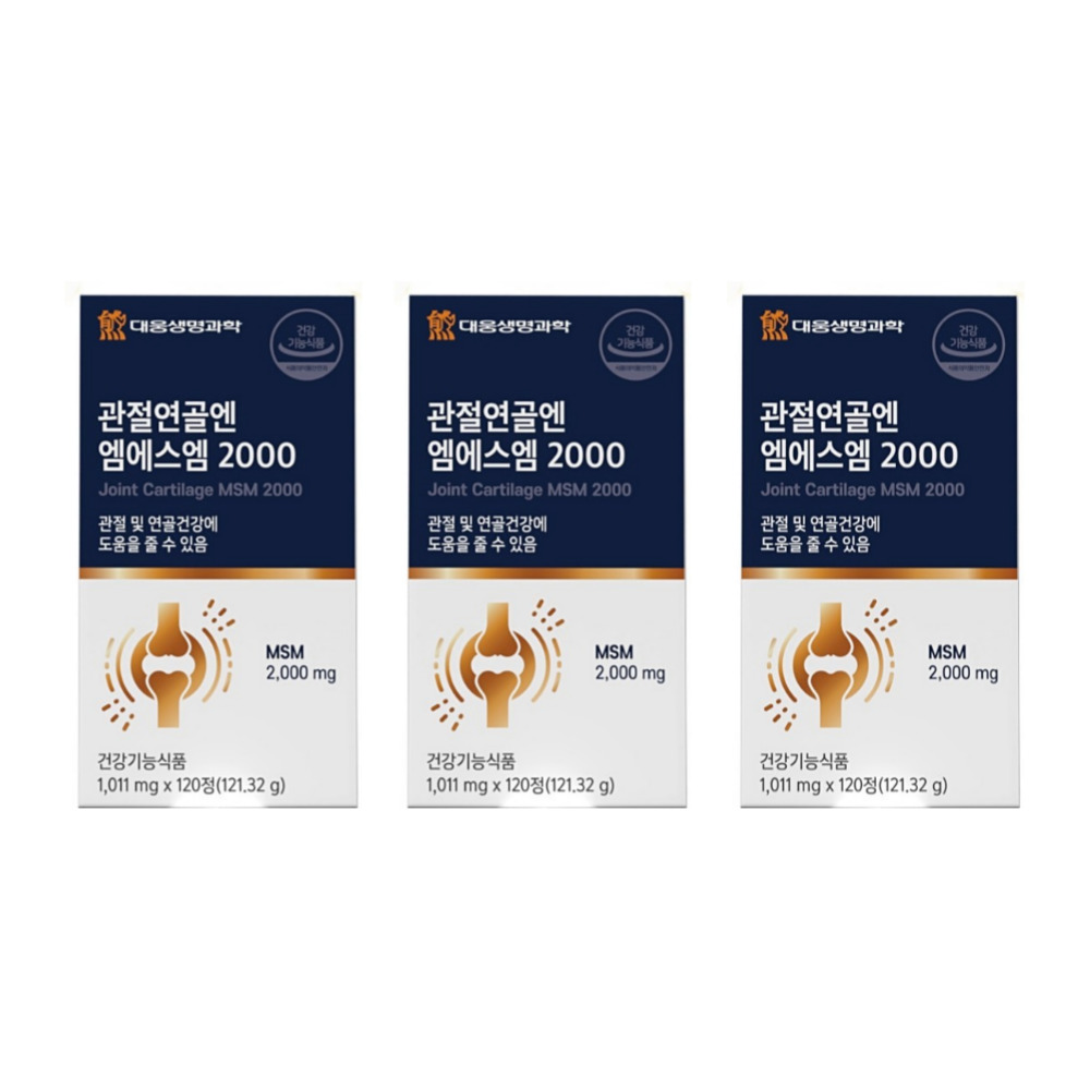 대웅 관절연골엔 엠에스엠 msn 관절 손가락 무릎 유황 튼튼 약2달 120정, 3개 - 상품 이미지