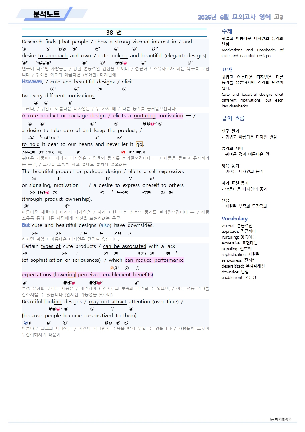 2025년 6월 모의고사 영어 고3 분석노트 변형문제 by 메이플북스 이미지 4