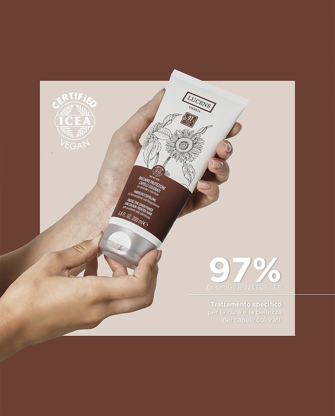 이태리 루센스 염색 모발용 컨디셔너 200ml 컬러 프러텍션 쳔연 유기농 비건 헤어팩 - 상세 이미지 2