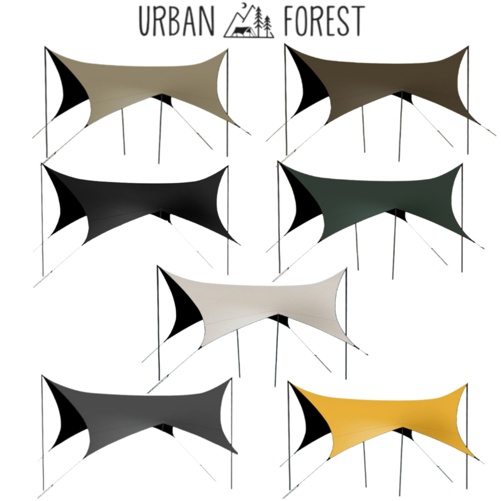 어반포레스트 헥사 타프 블랙코팅 방염 감성캠핑 그늘막 23년형