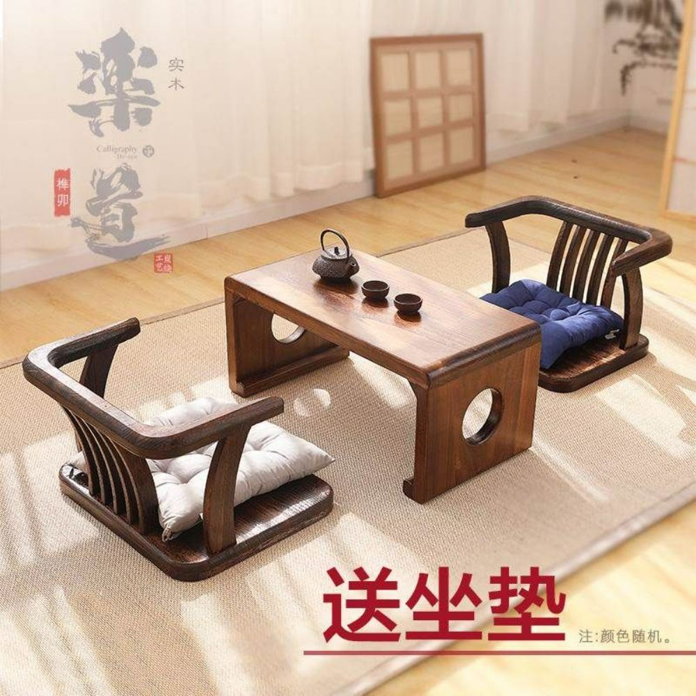 일본식 오동나무 좌식 바닥 빈티지 원목 앉는 체어 앉은뱅이 찻집 - 상세 이미지 5