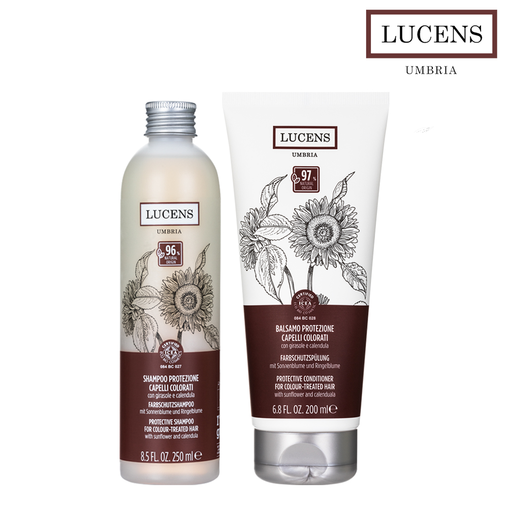 루센스 염색모발 보호 케어 세트/컬러 프로텍션 샴푸 컨디셔너/이태리 천연 유기농 비건샴푸