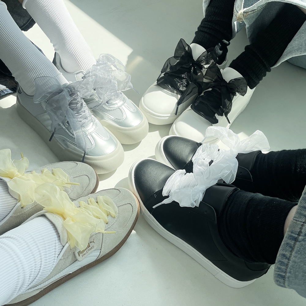 쉬폰 운동화 리본 레이스 신발 끈 [4color 슈 장식 운동화끈 꾸미기 슈즈 악세사리] - 상품 이미지