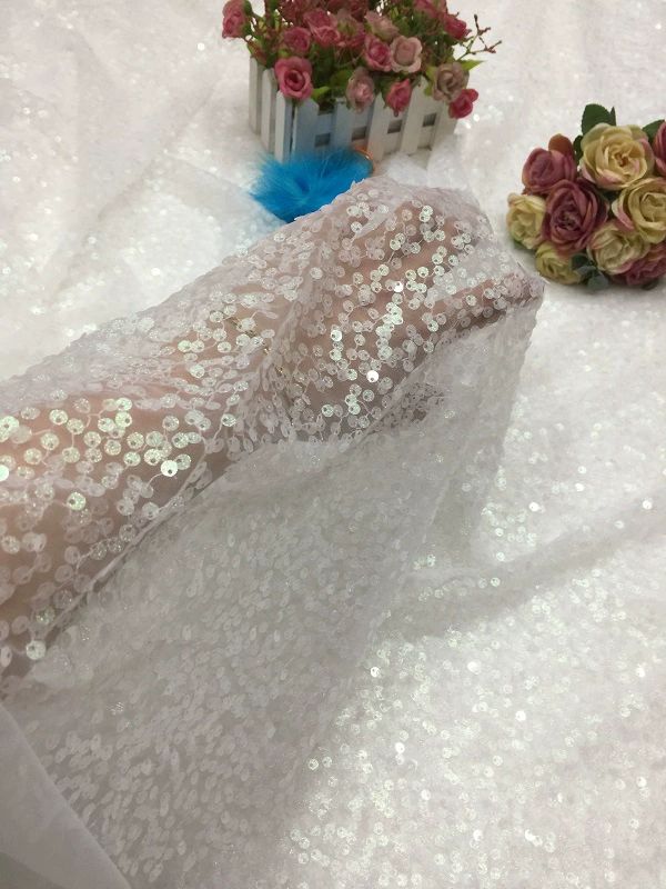스팽글 원단 반짝이 천 무대 웨딩 드레스 구슬 자수 비늘 - 상세 이미지 3