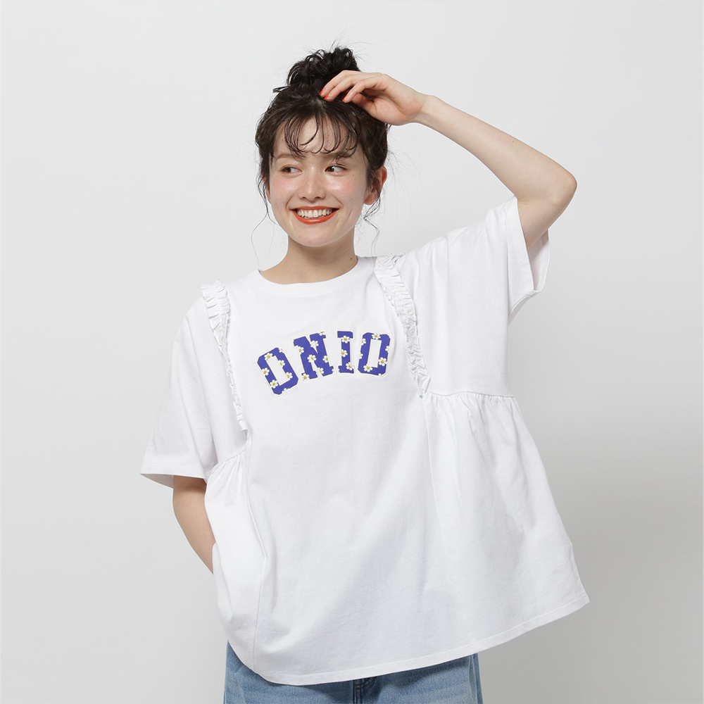 니코앤드 X 위글위글 반팔티 콜라보 프릴 아소토트로고 T셔츠 오프화이트 451749