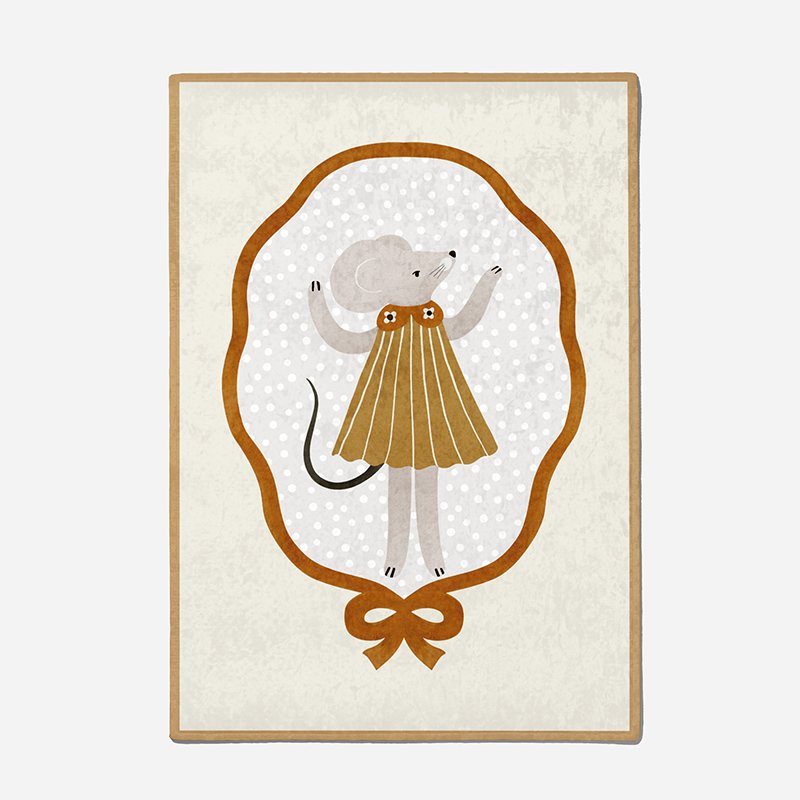 [체리앤해리] 프레임 러그 생쥐 동물 방수 놀이 매트 교구 여름 극세사