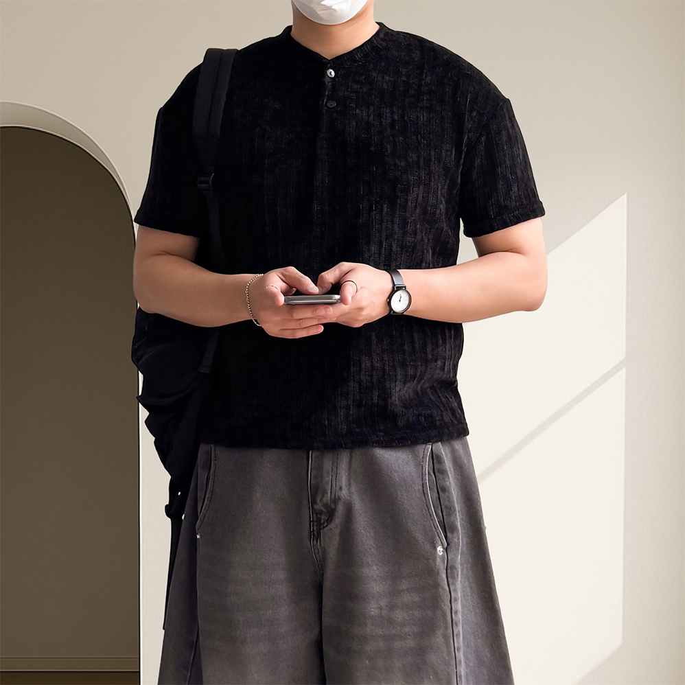1+1 머슬핏반팔니트 남자반팔니트 - 메인 이미지