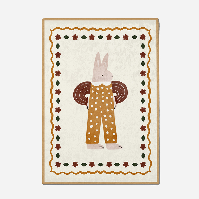 [체리앤해리] 프레임 러그 토끼 동물 방수 놀이 매트 교구 여름 극세사