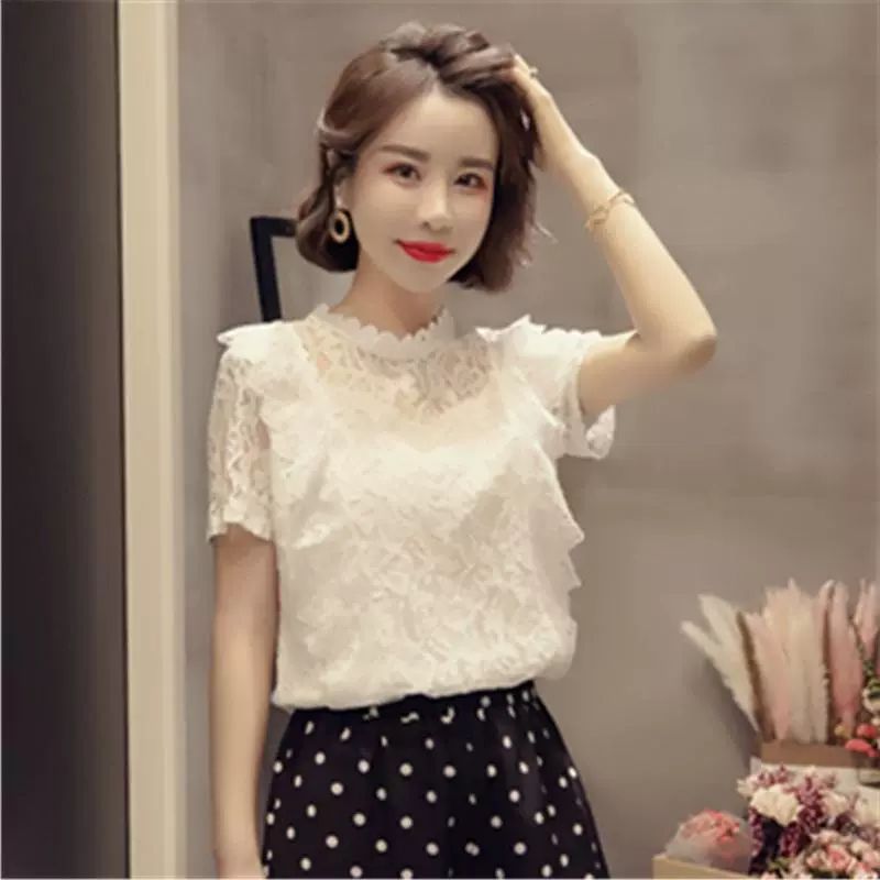 라인댄스복상의 플라워 레이스 티셔츠 쉬폰 블라우스 라틴 줌바 왈츠 살사 꽃자수 댄스복 - 상세 이미지 2