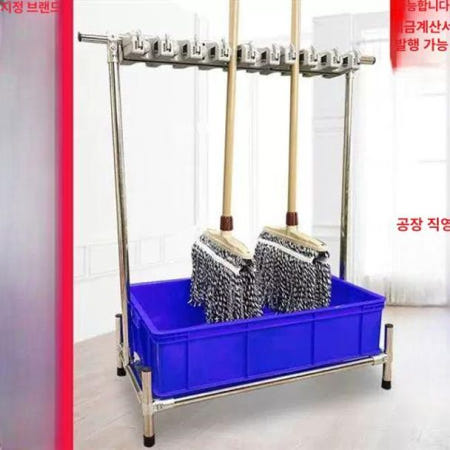 [해외]청소도구함 대형 스텐 대걸레 마포 1개 거치대 5걸이 6후크 카드 슬롯