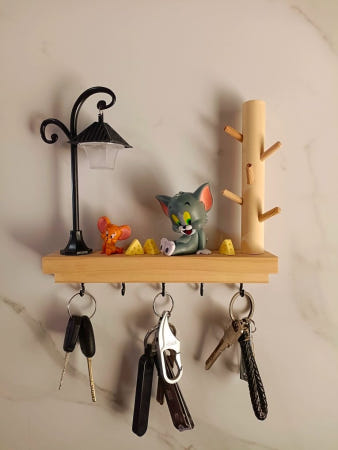 [해외]현관 벽걸이형 열쇠걸이 선반 아영 후크 키걸이 일반 나무색 치즈좋아요 랜덤