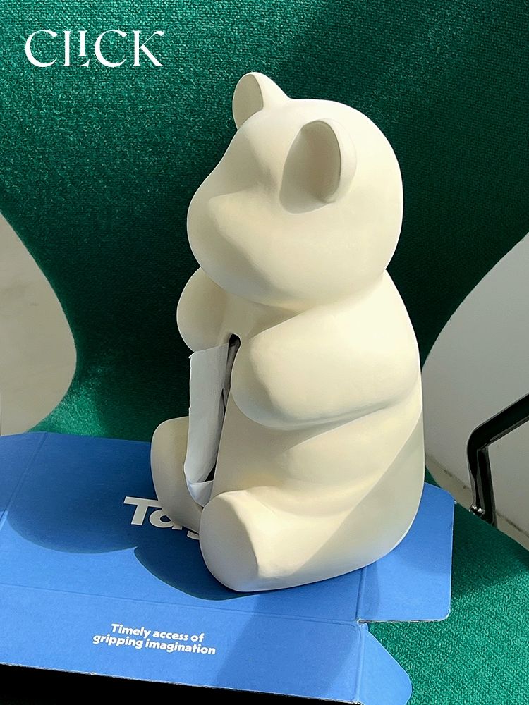 곰돌이 휴지케이스 도자기 티슈박스 케이스 세라믹 휴지커버 36cm - 상세 이미지 3