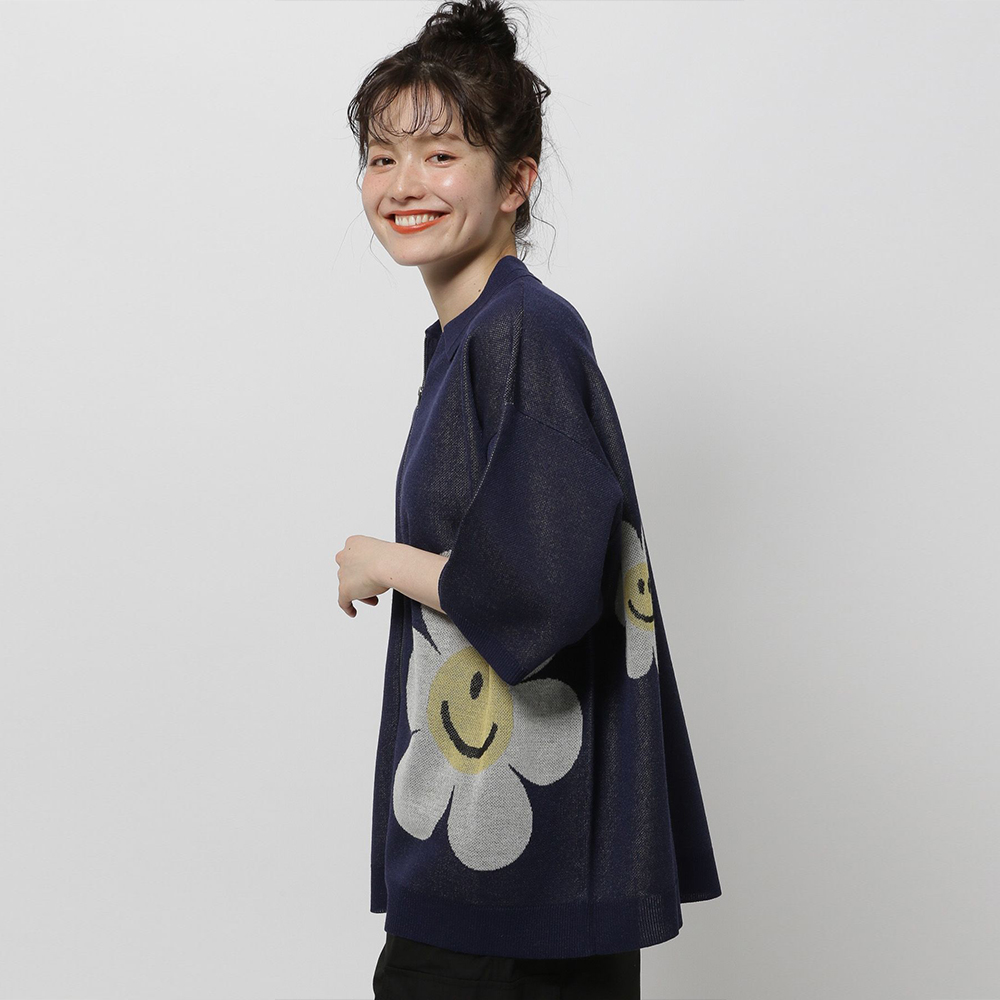 니코앤드 X 위글위글 니트 콜라보 모티브 ZIP 셔츠 네이비 반팔티 451731